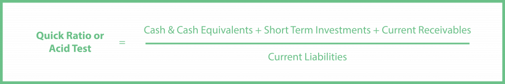 Quick Ratio Acid Test Formula