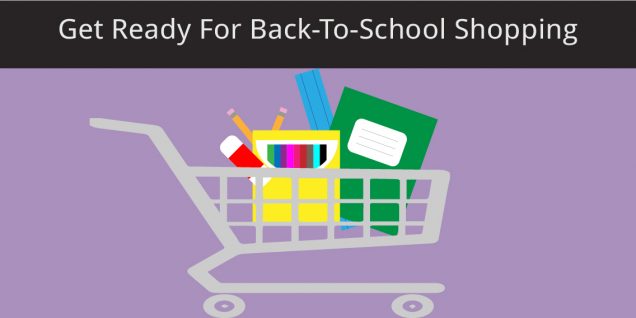 cart filled with items from back-to-school shopping